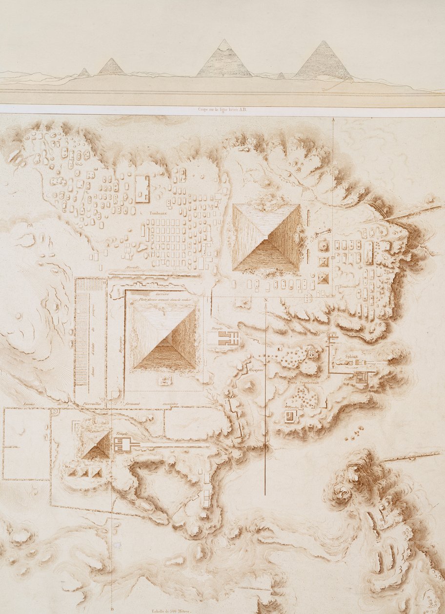 Plan över en del av nekropolen i Memphis, Gizaplatån av Emile Prisse dAvennes
