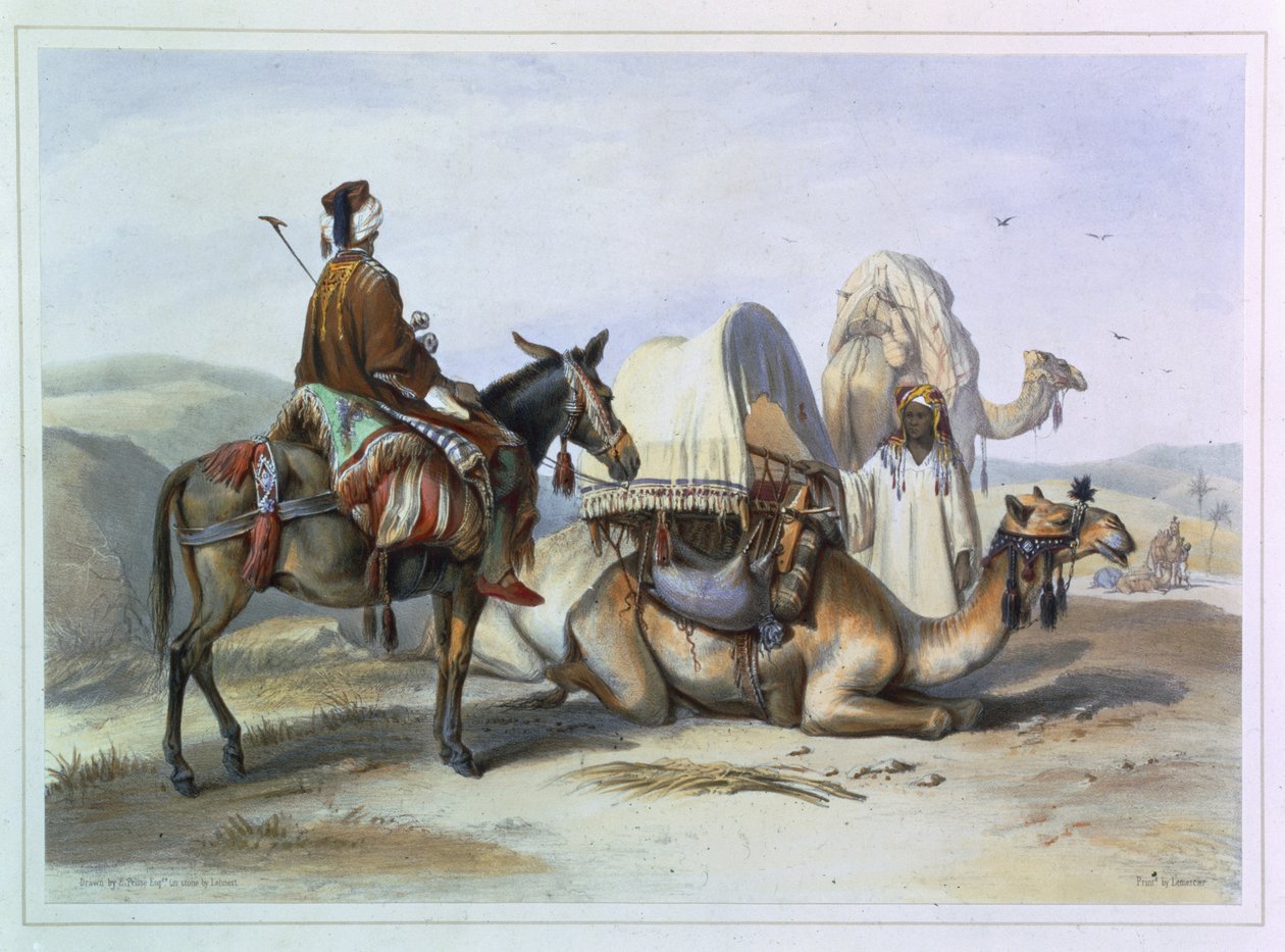 Kafila med en kamel som bär en Hodesh, illustration från 