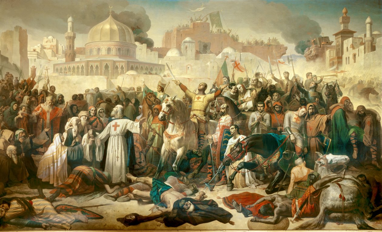 Första korståget: Korsfararnas intagande av Jerusalem av Emile Signol
