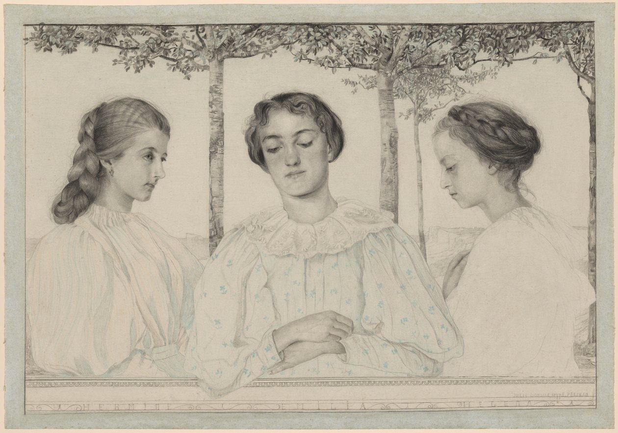 Ett trippelporträtt av Hermine, Emilia och Helena av Emilie Mediz Pelikan