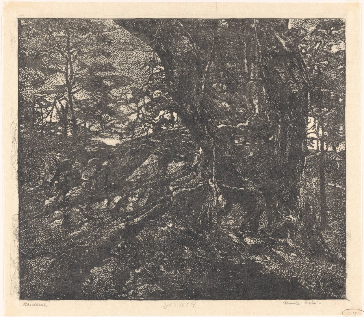 Träd på en dynkant mellan Egmond och Bergen av Emilius Wilhelmus Dehé (signed by artist)