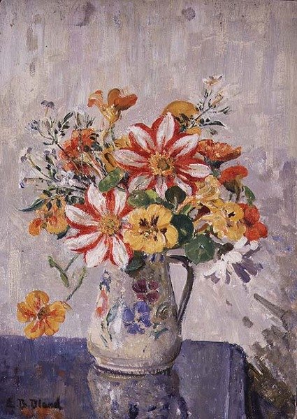 Stilleben med blommor i en kanna av Emily Beatrice Bland