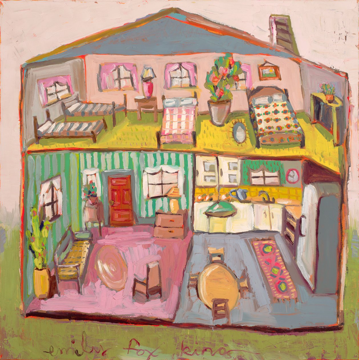 Dollhouse 17, 2020 (olja på duk) av Emily Fox King