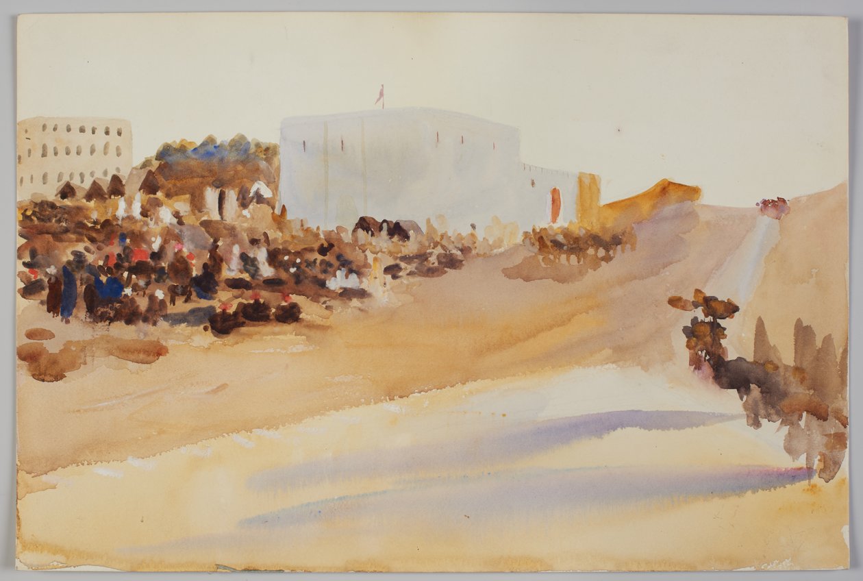 Tangier. Omkring 1900. Blyerts och akvarell av Emily Sargent