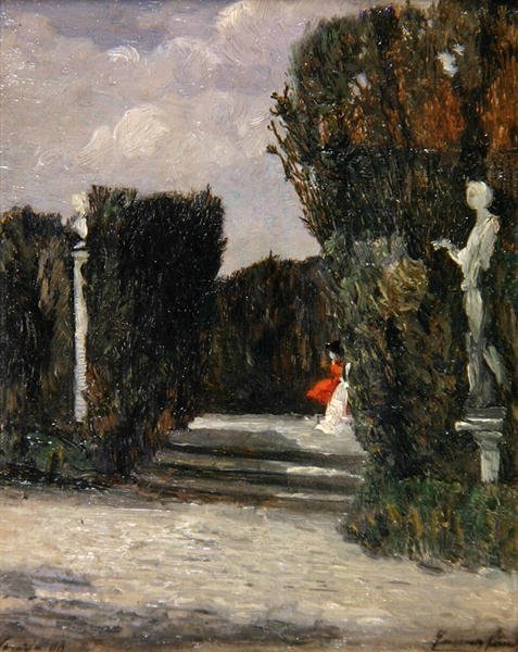 Villa Albani, Rom (olja på panel) av Emma Ciardi