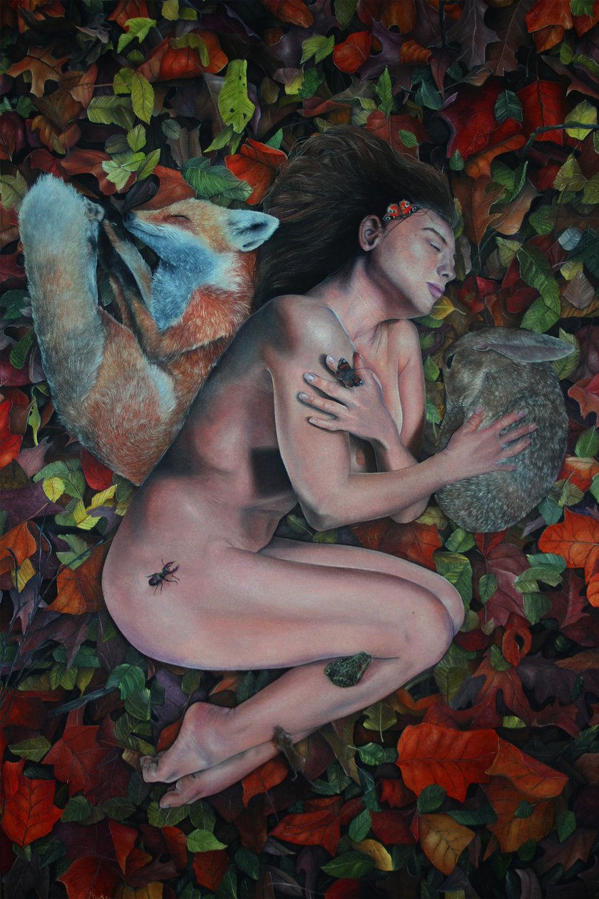 The Forest Gathered, 2023 (olja på duk) av Emma Pewsey