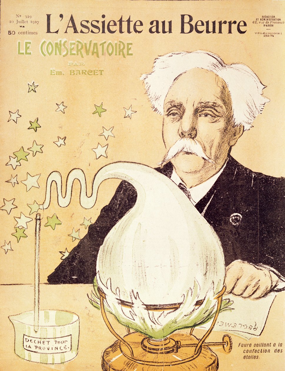 Karikatyr av Gabriel Faure (1845-1924) skapar stjärnor, från 