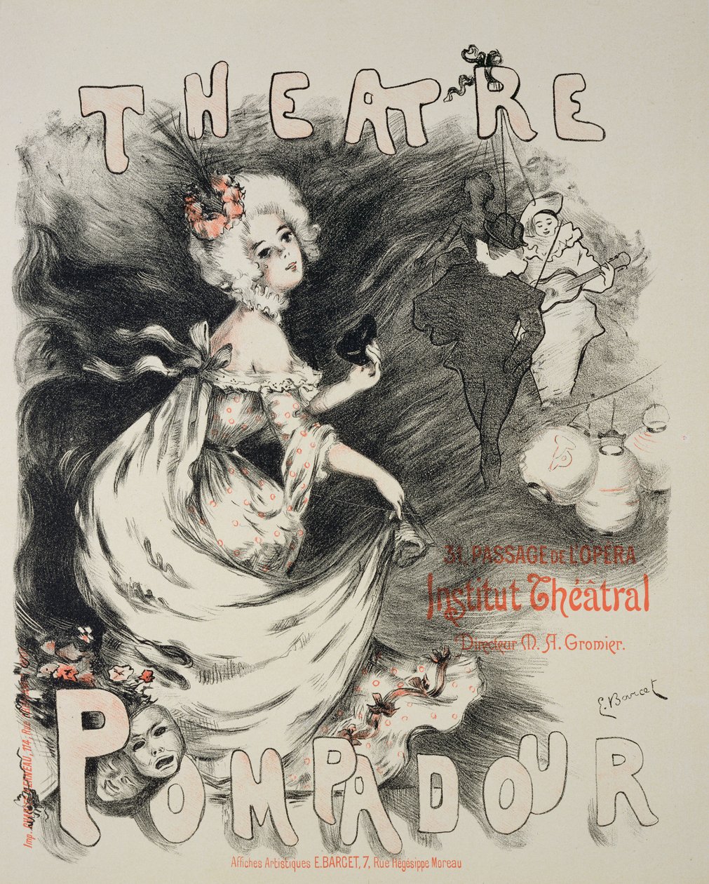 Reproduktion av en affisch för "Pompadour Theatre", Institute Theatre av Emmanuel Barcet