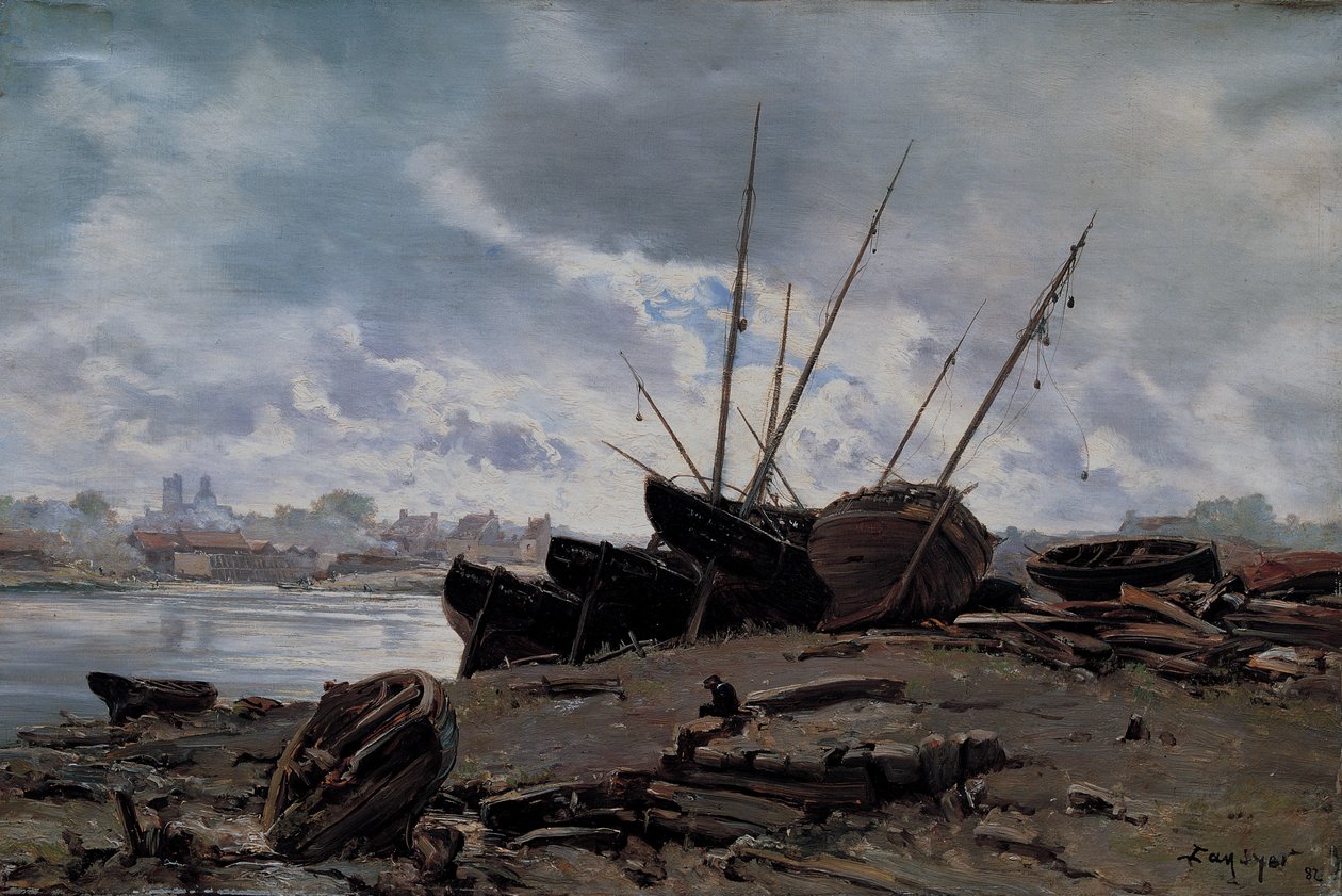 Båtar strandade vid Dieppe av Emmanuel Lansyer