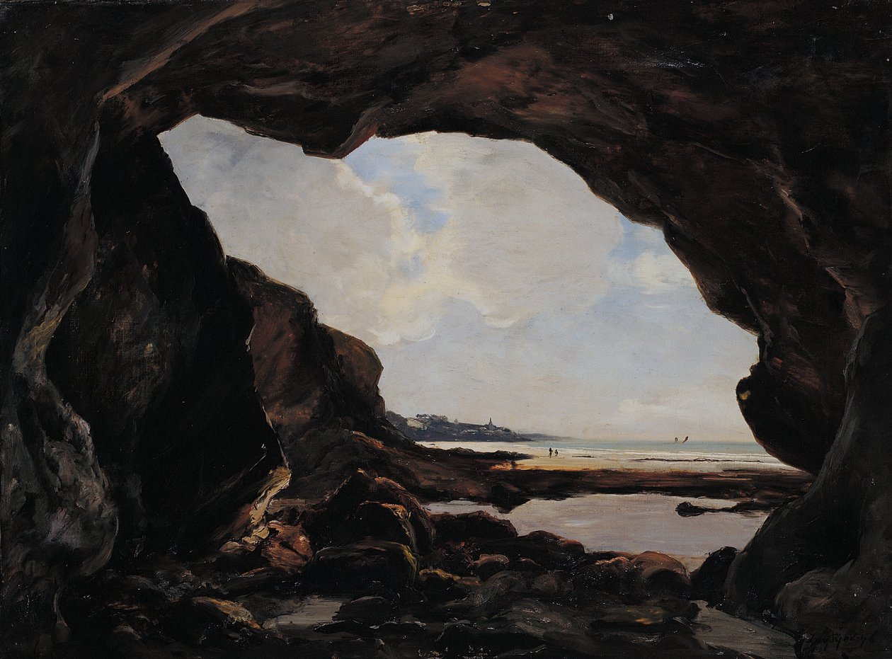 Cave of the Ris under den järnhaltiga klippan, Douarnenez, augusti 1876 (olja på duk) av Emmanuel Lansyer
