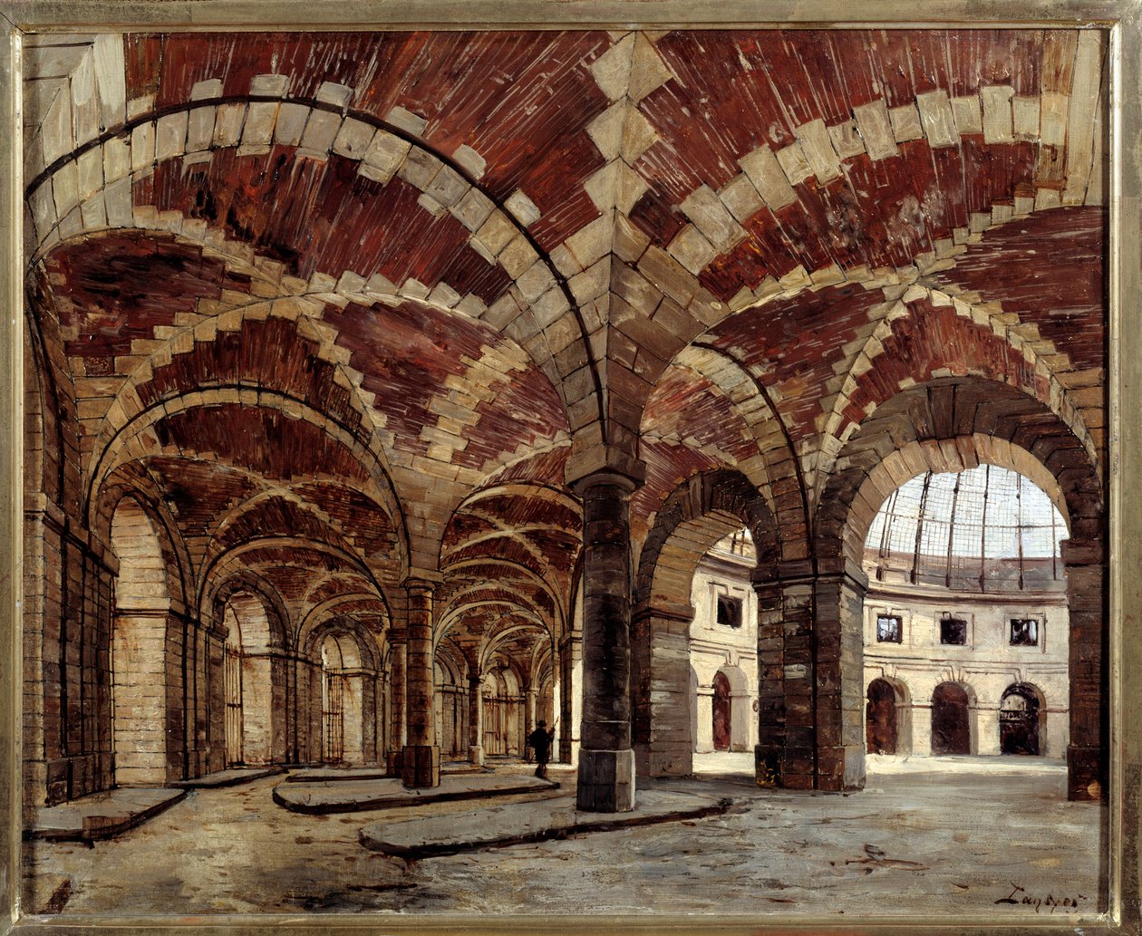 Invändig utsikt över den gamla vetehallen. Målning av Emmanuel Lansyer (1835-1893) av Emmanuel Lansyer