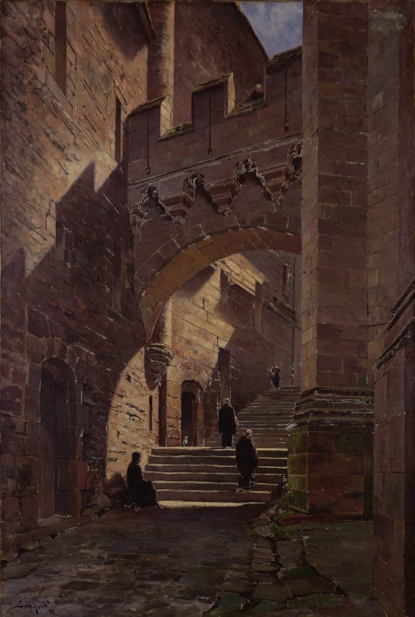 Mont Saint-Michel, befäst port i klostret, 1881 av Emmanuel Lansyer