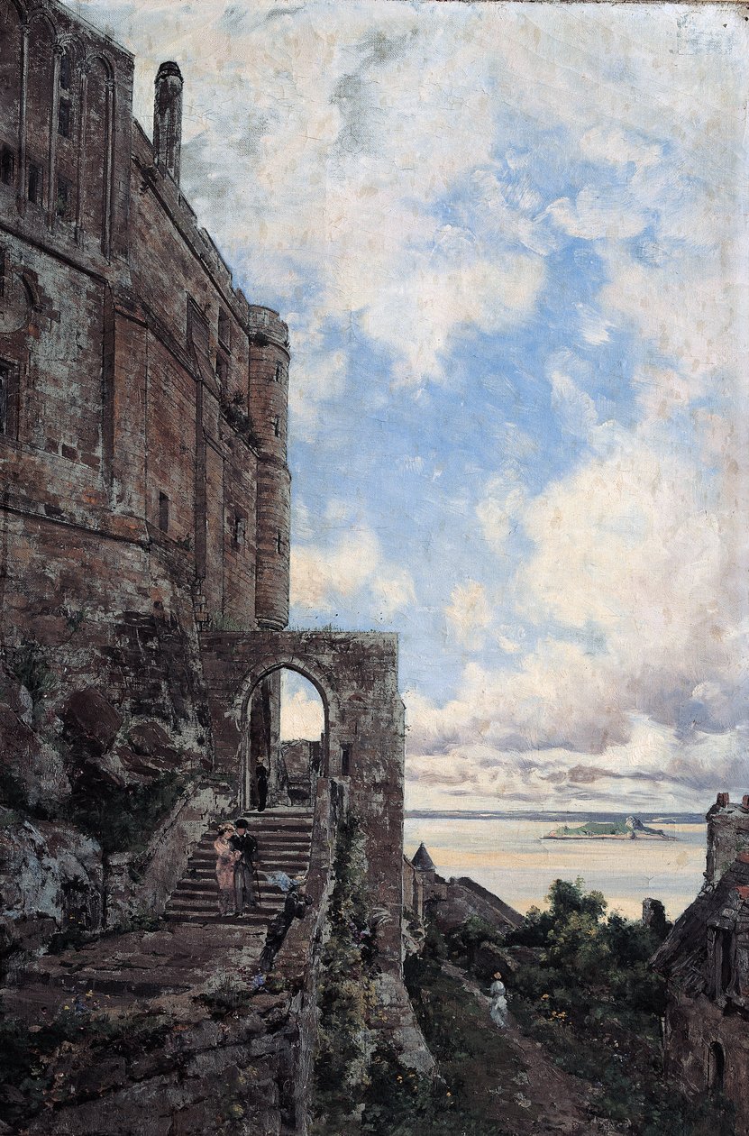 Mont Saint-Michel. Västra porten till Barbican på Châtelet av Emmanuel Lansyer
