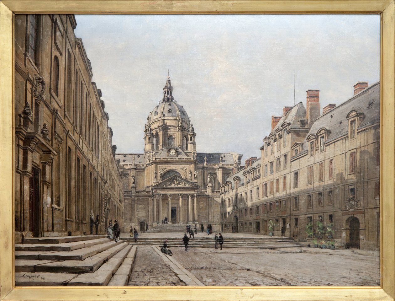 Utsikt över innergården i den gamla Sorbonne 1886, den gamla ensemblen av Sorbonne byggd på 1600-talet på begäran av Richelieu förstördes för att byggas om och utvidgas mellan 1885 och 1901. Byggnader inspirerade i Louis XIII-stilen var designade av Emmanuel Lansyer