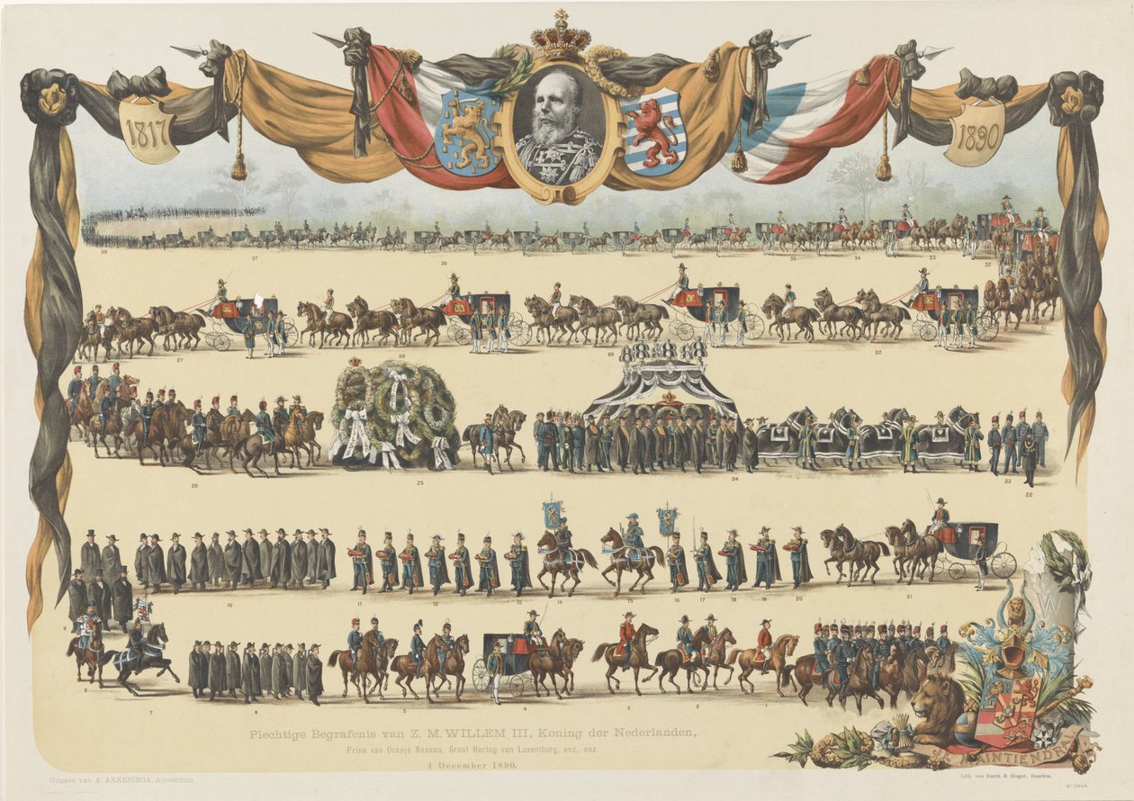 Högtidlig begravning av H.M. Willem III, kung av Nederländerna (...) 4 december 1890 (titel på objektet) av Emrik and Binger