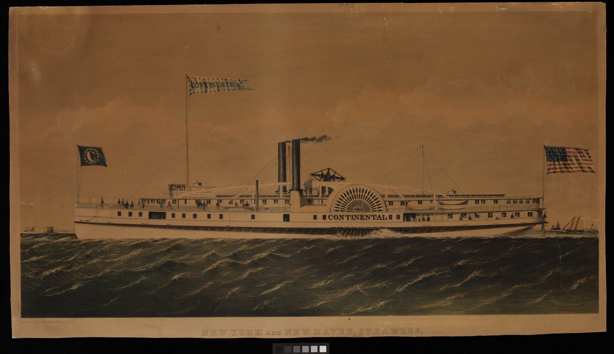 New York And New Haven Steamers Continental (litografi, färglagd) av Endicott Endicott