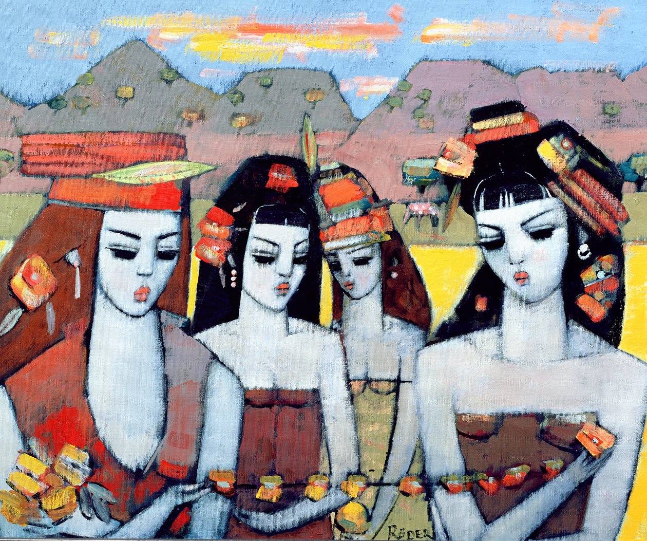 Fyra från Ys, 2004 (olja på dukskiva) av Endre Roder
