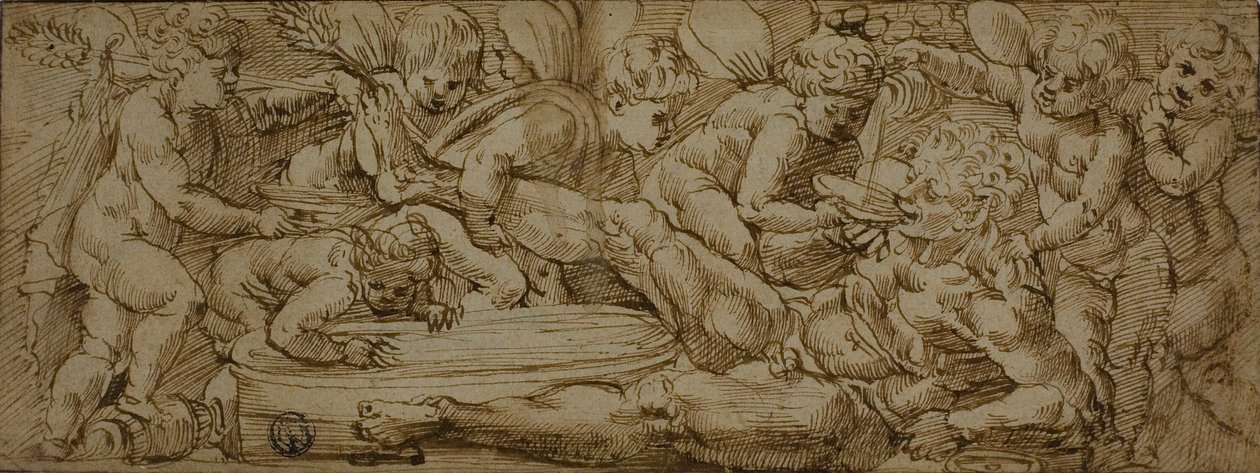 Bachchanale med Putti av Enea Salmeggia