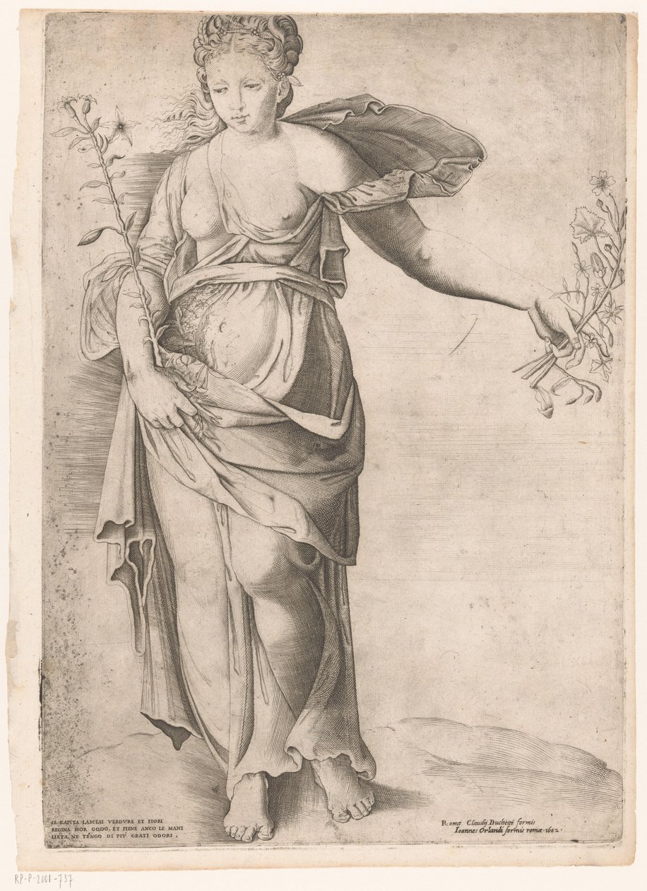 Flora av Proserpina Mirror of Roman Magnificence (serietitel) av Enea Vico (attributed to)