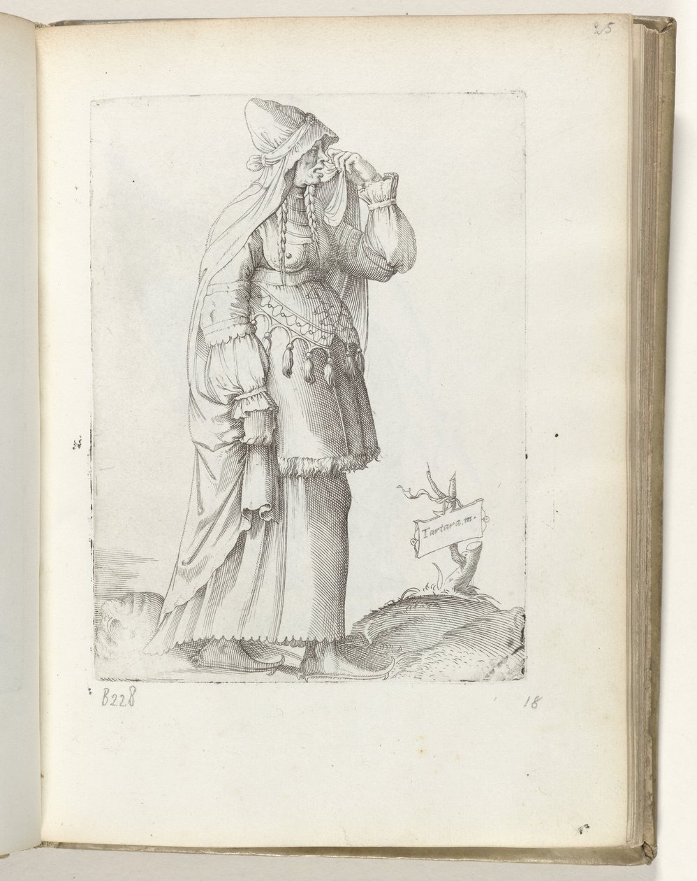Tartara m(ulier) (titel på objekt) Tartaarse kvinna, ca. 1550 Attityderna hos olika nationer i vår tid (serietitel) av Enea Vico