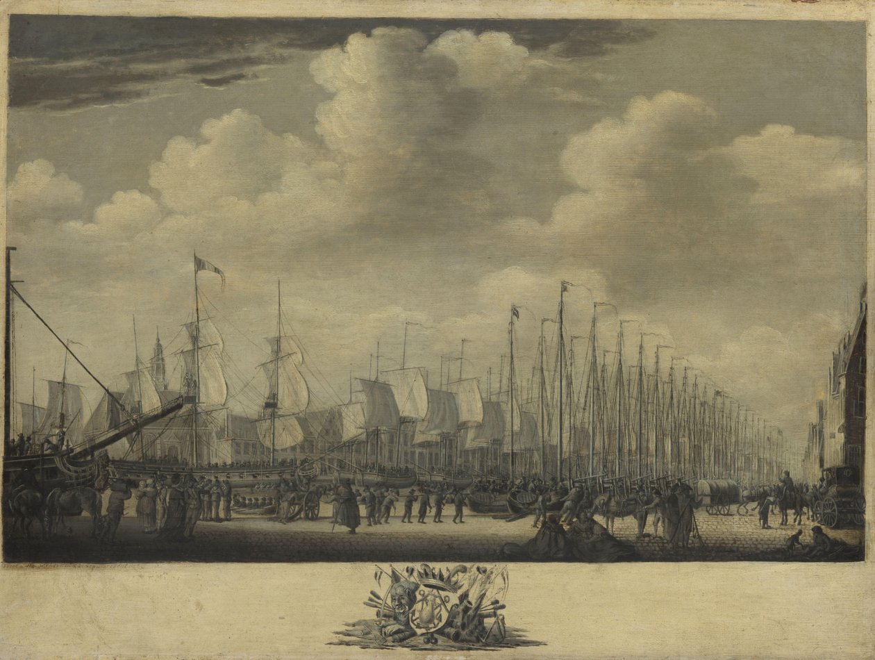 Samling av flottan i hamnen i Vlissingen, 1804 av Engel Hoogerheyden