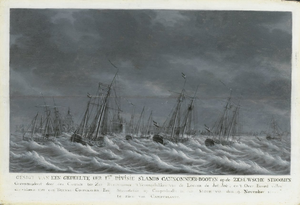 Bataviska flottan utanför Veere, 1800 av Engel Hoogerheyden