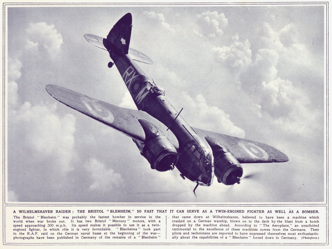 A Bristol Blenheim, från The Illustrated War News, publicerad 22 november 1939 av English Photographer