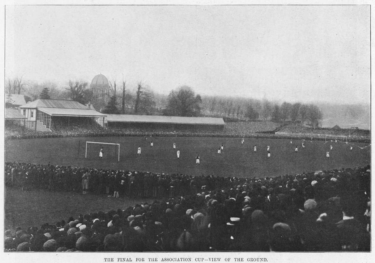 Aston Villa och Everton spelar finalen i Association Cup, 1897 av English Photographer