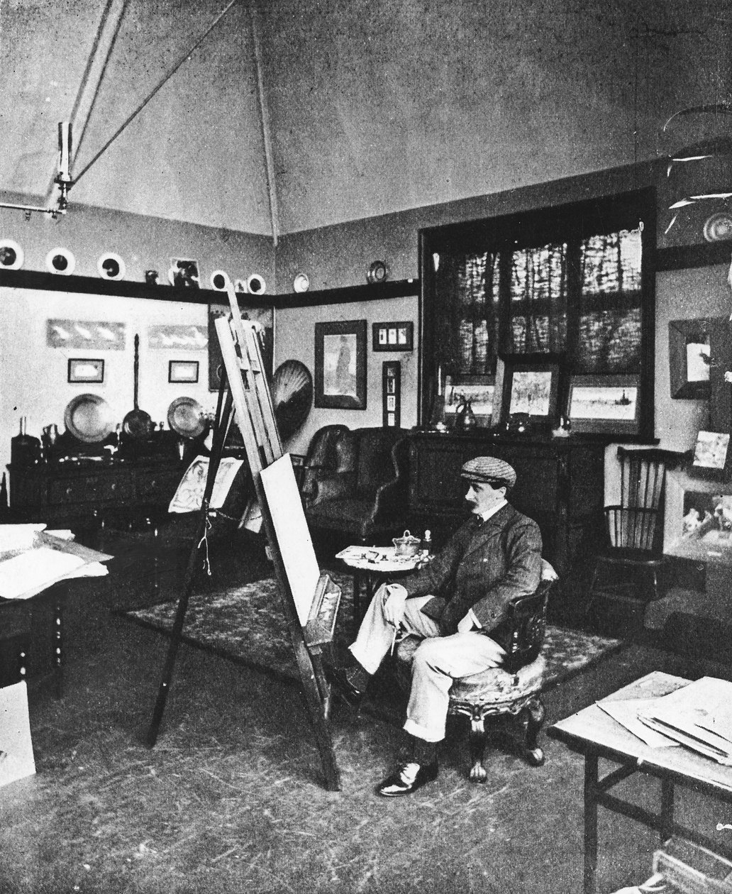 Cecil Aldin i sin studio av English Photographer