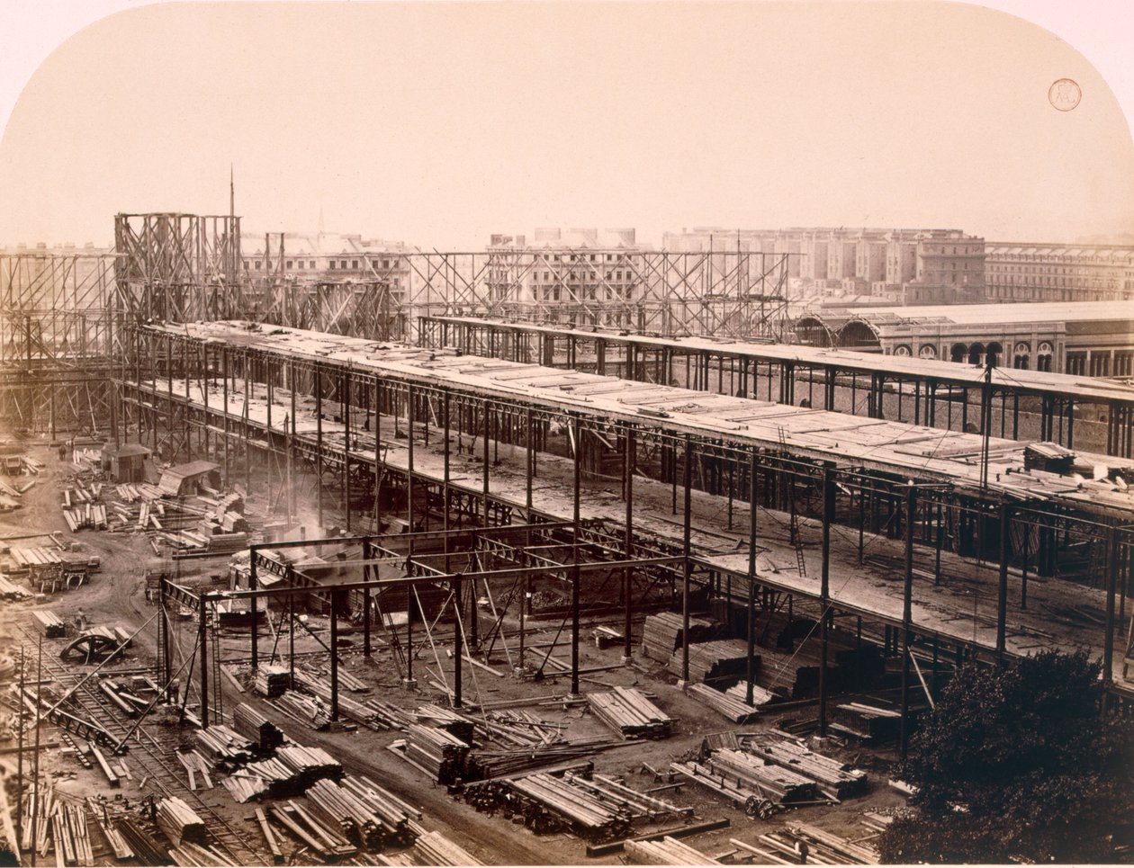 Konstruktion, internationell utställning, 1862 (sepiafoto) av English Photographer