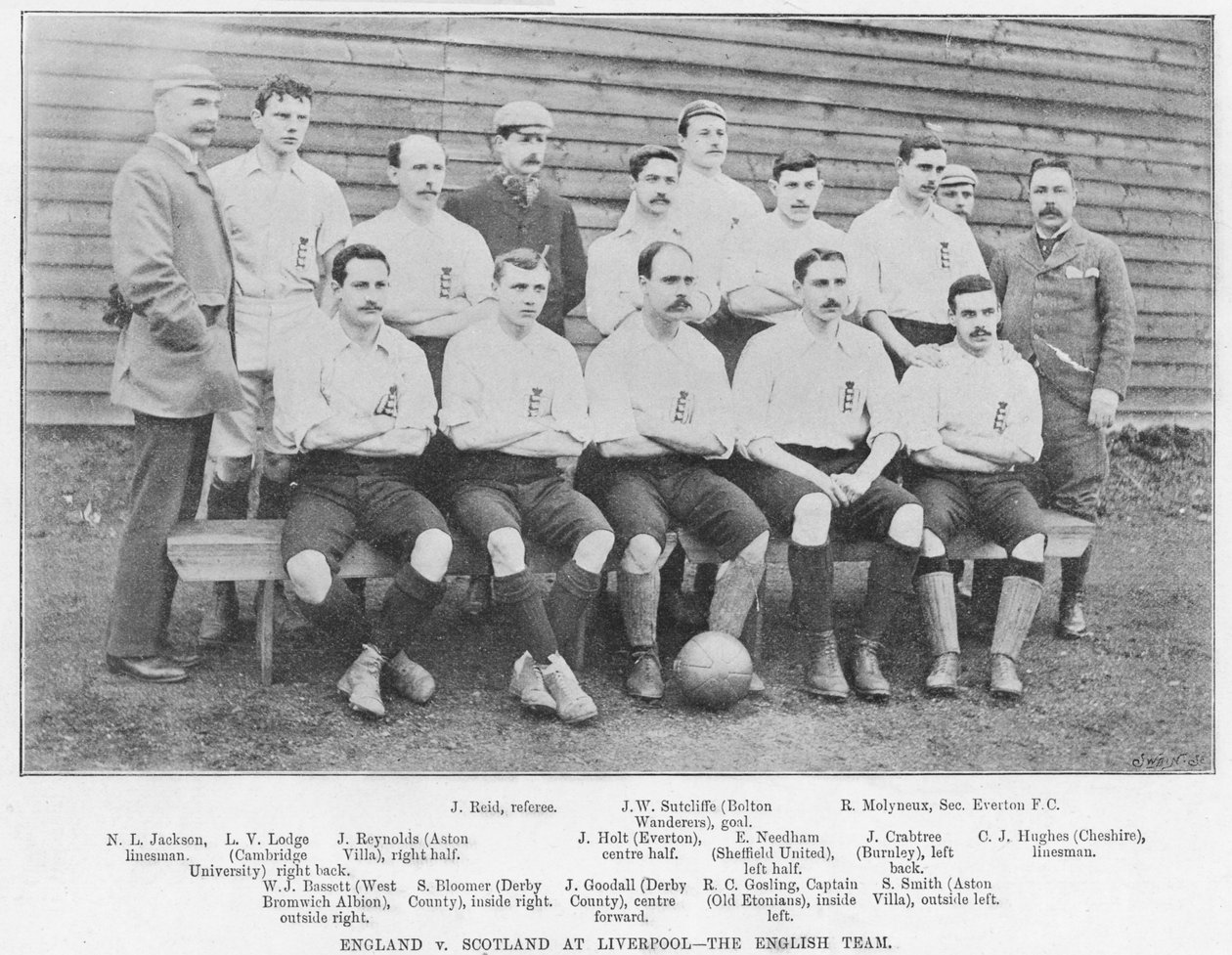 England vs Skottland i Liverpool: Det engelska laget, 1895 av English Photographer