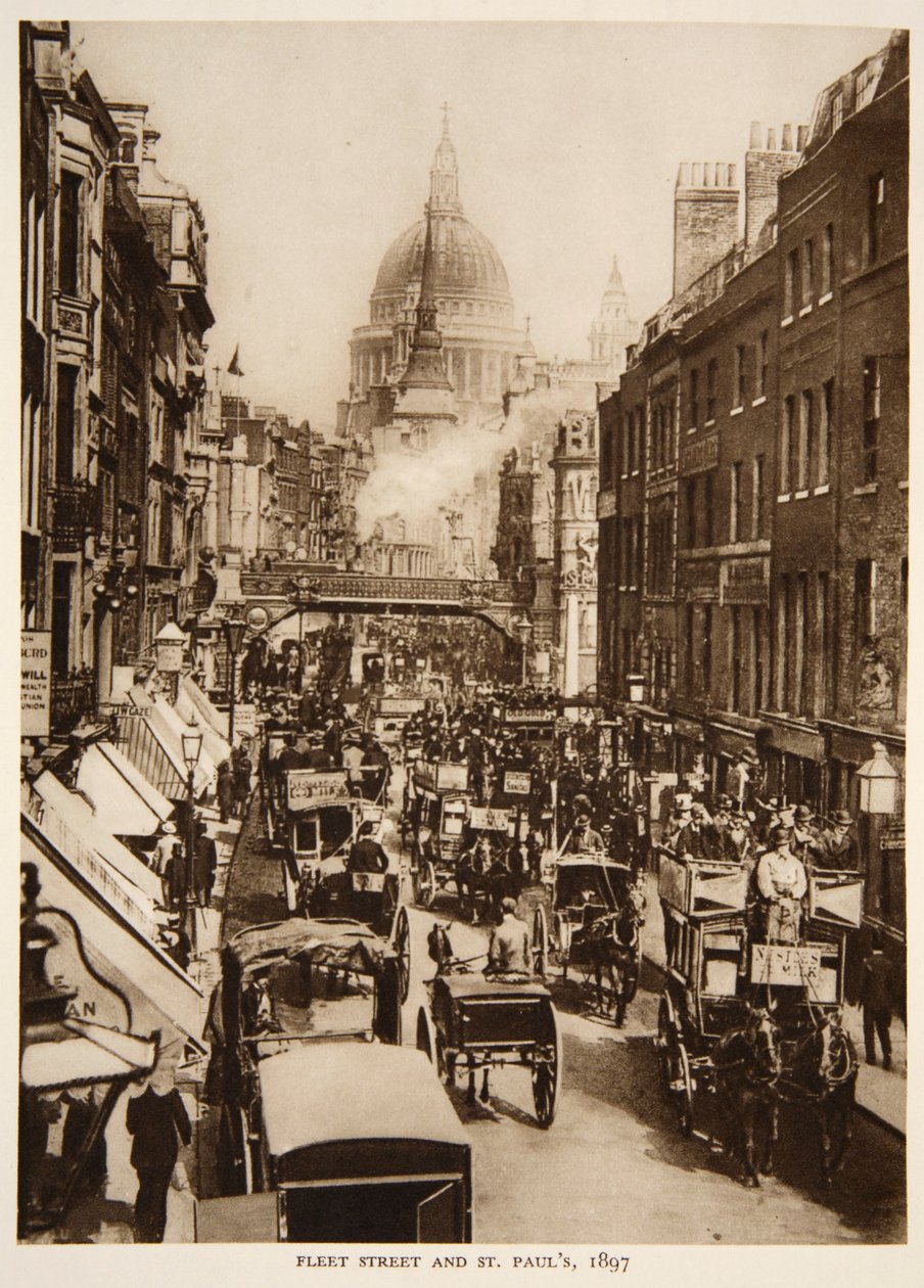 Fleet Street och St. Pauls, 1897, fotografi från The Times (sepiafoto) av English Photographer