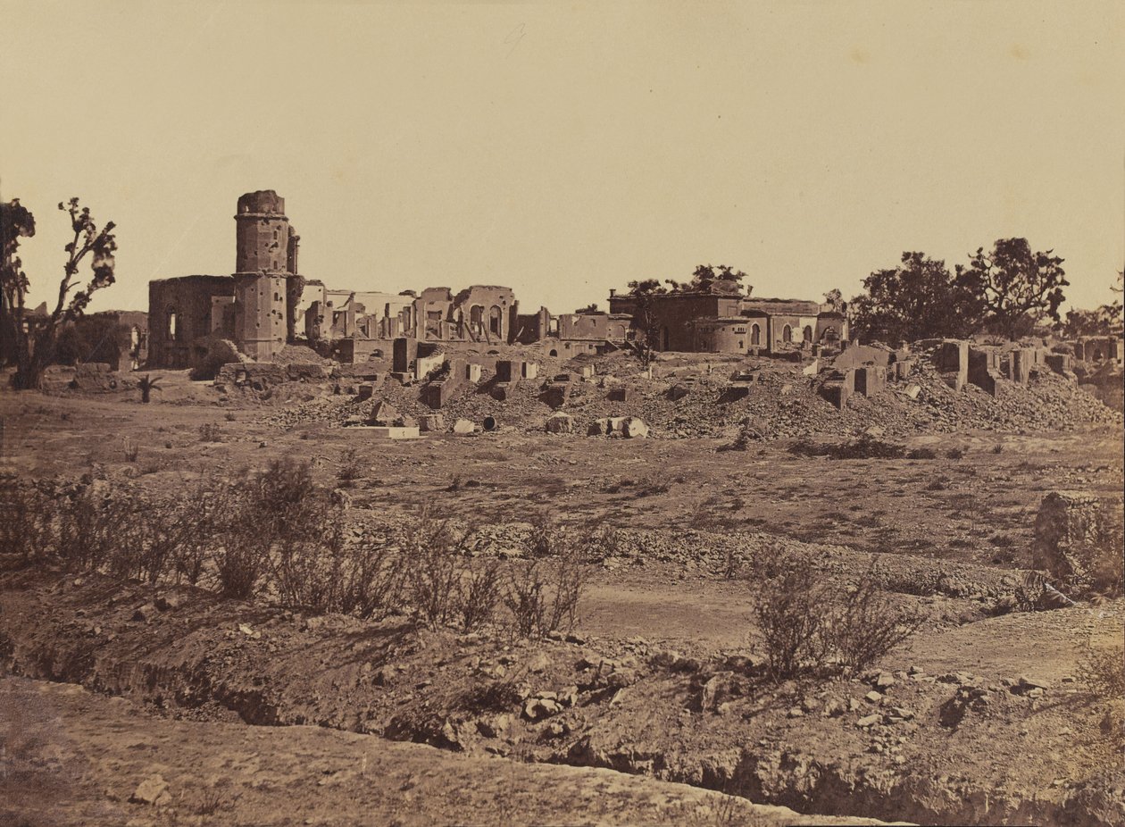 Kyrkogård vid ett residens i Lucknow, ca 1858 (sepiafoto) av English Photographer