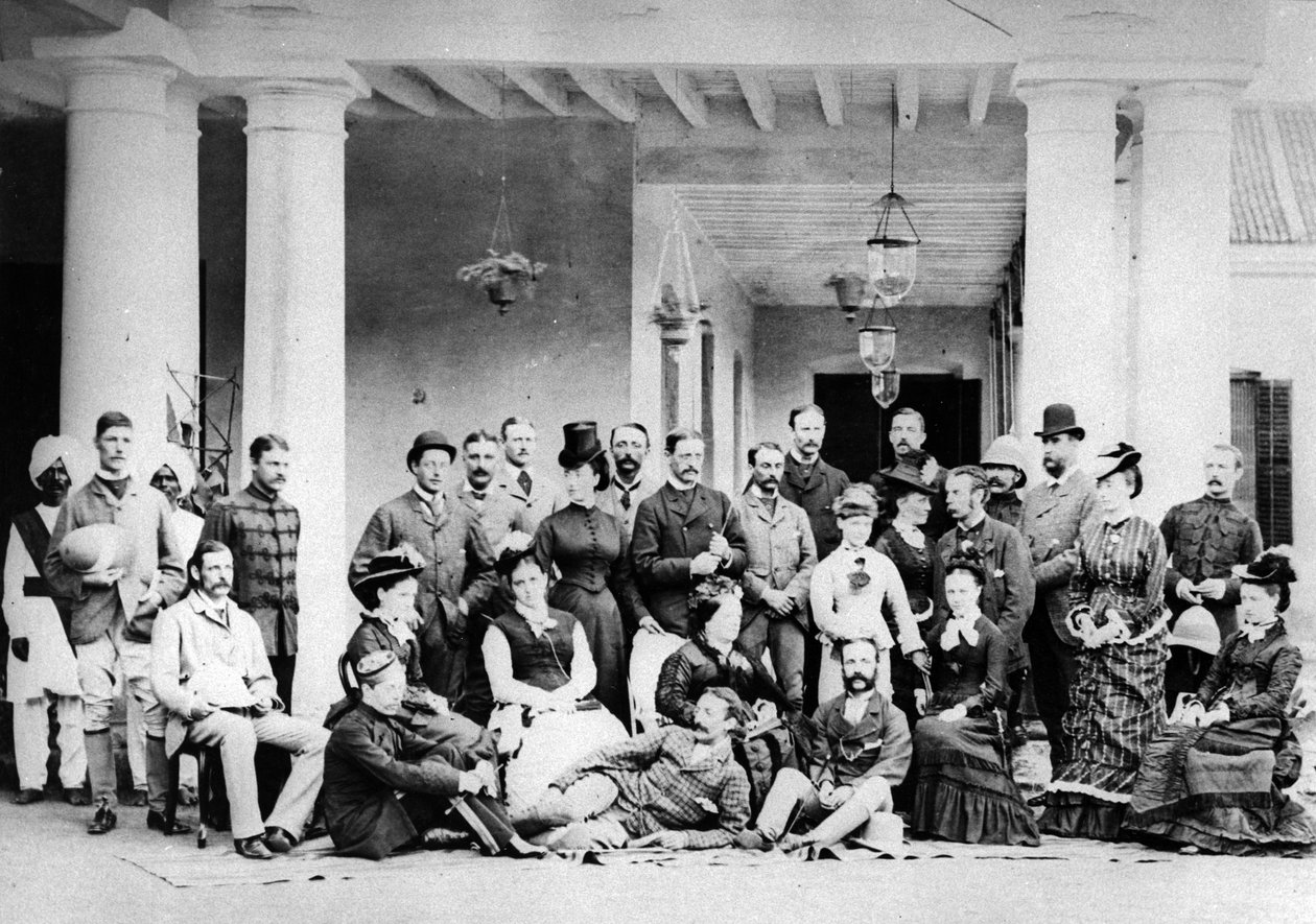 Grupp européer i koloniala Indien, ca 1870-talet av English Photographer