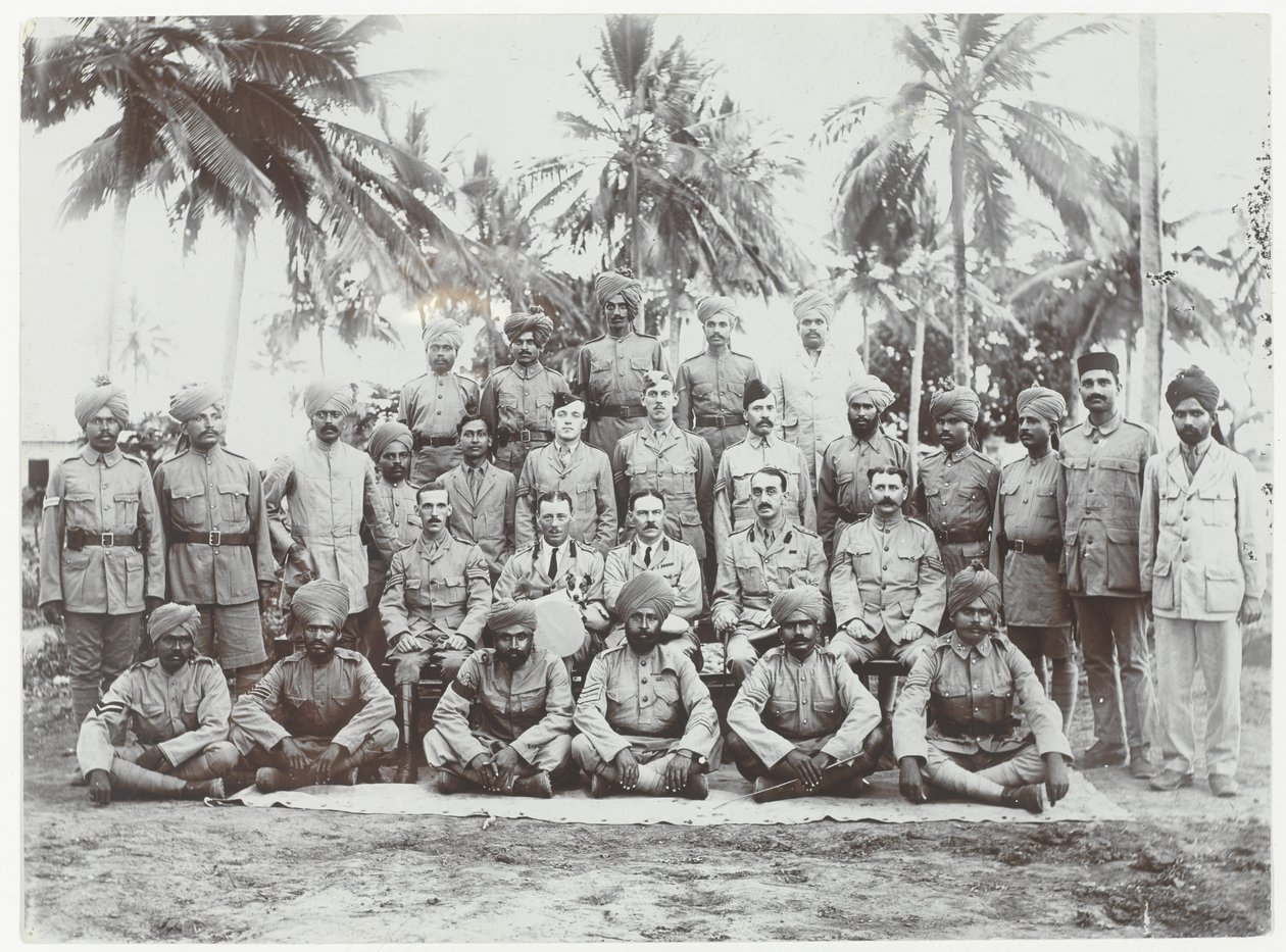 Grupp av de 19:e Punjabis i Östafrika, 1914-15 av English Photographer
