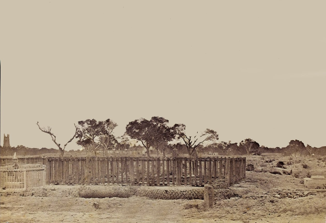 Indiskt landskap, ca 1858 (sepiafoto) av English Photographer