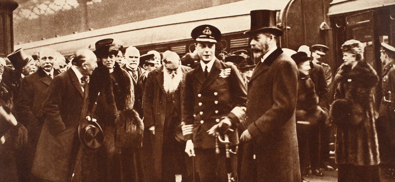 Kung Edward VIII åker till Australien och säger hejdå till sin mor och far i Victoria, 1920 av English Photographer