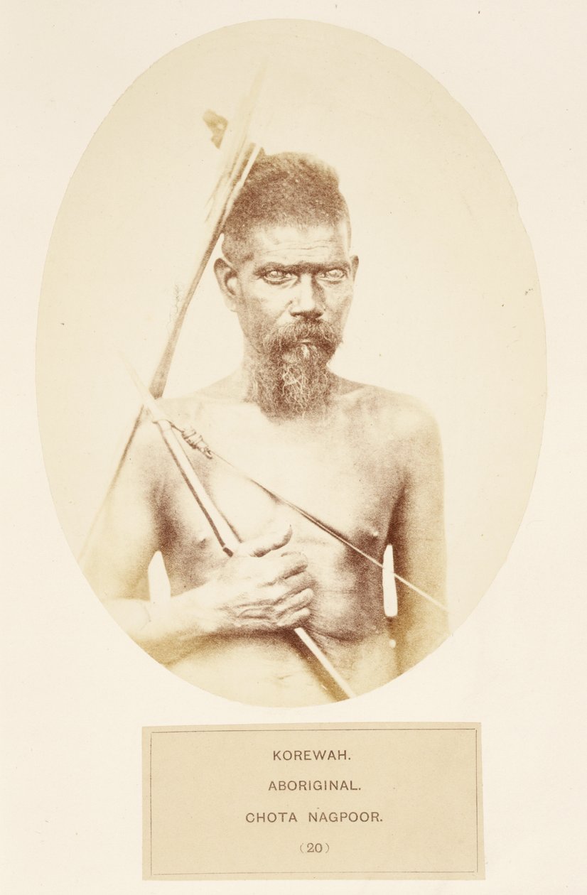 Korewah, Aboriginal, Chota Nagpoor, från The People of India, av J. Forbes Watson, publicerad 1868 (albumtryck) av English Photographer