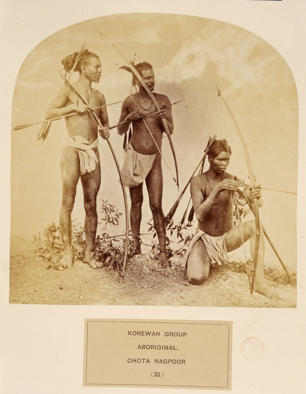 Korewah Group, Aboriginal, Chota Nagpoor, från The People of India, av J. Forbes Watson, publicerad 1868 (albumtryck) av English Photographer