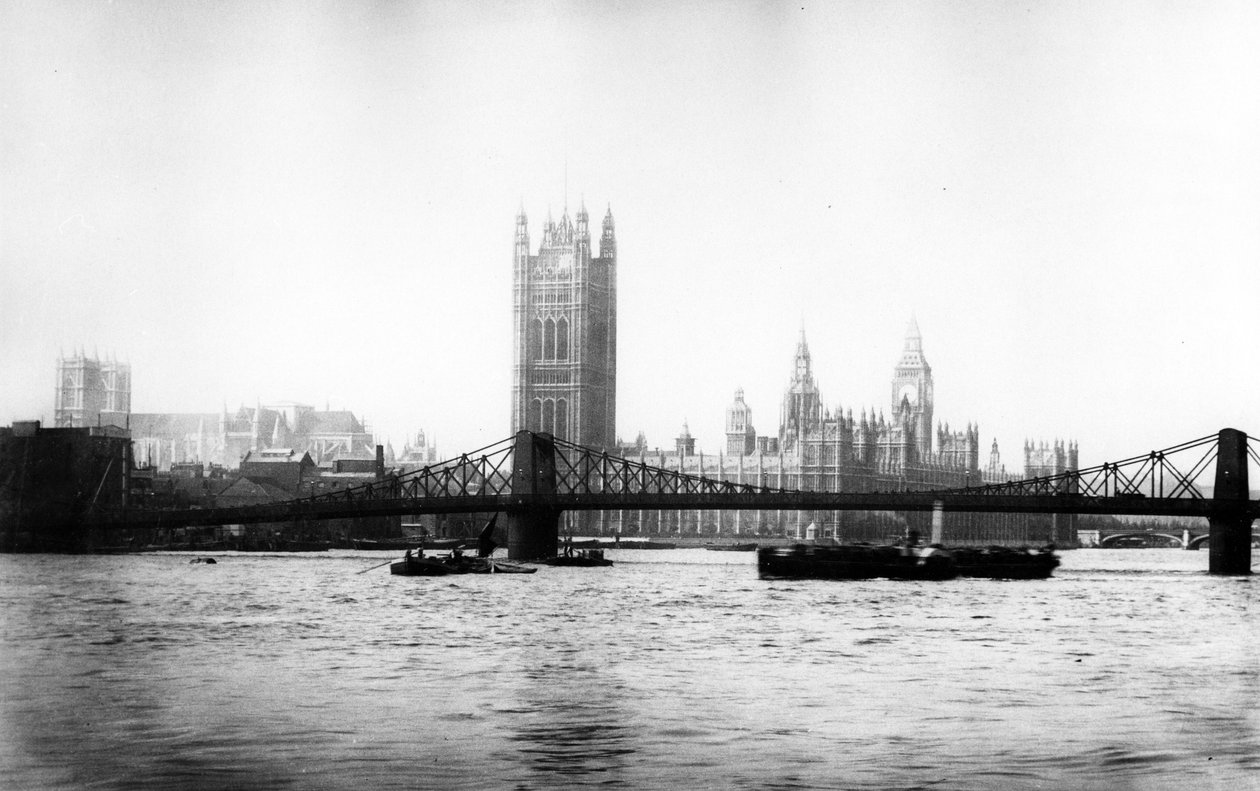 Lambeth Bridge och Palace of Westminster, sent c19th av English Photographer