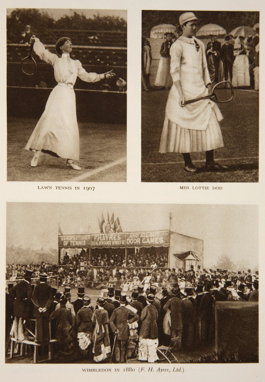 Lawn Tennis 1907, Miss Lottie Dod och Wimbledon 1880, från The Times (fotogravyr) (se även 206604) av English Photographer