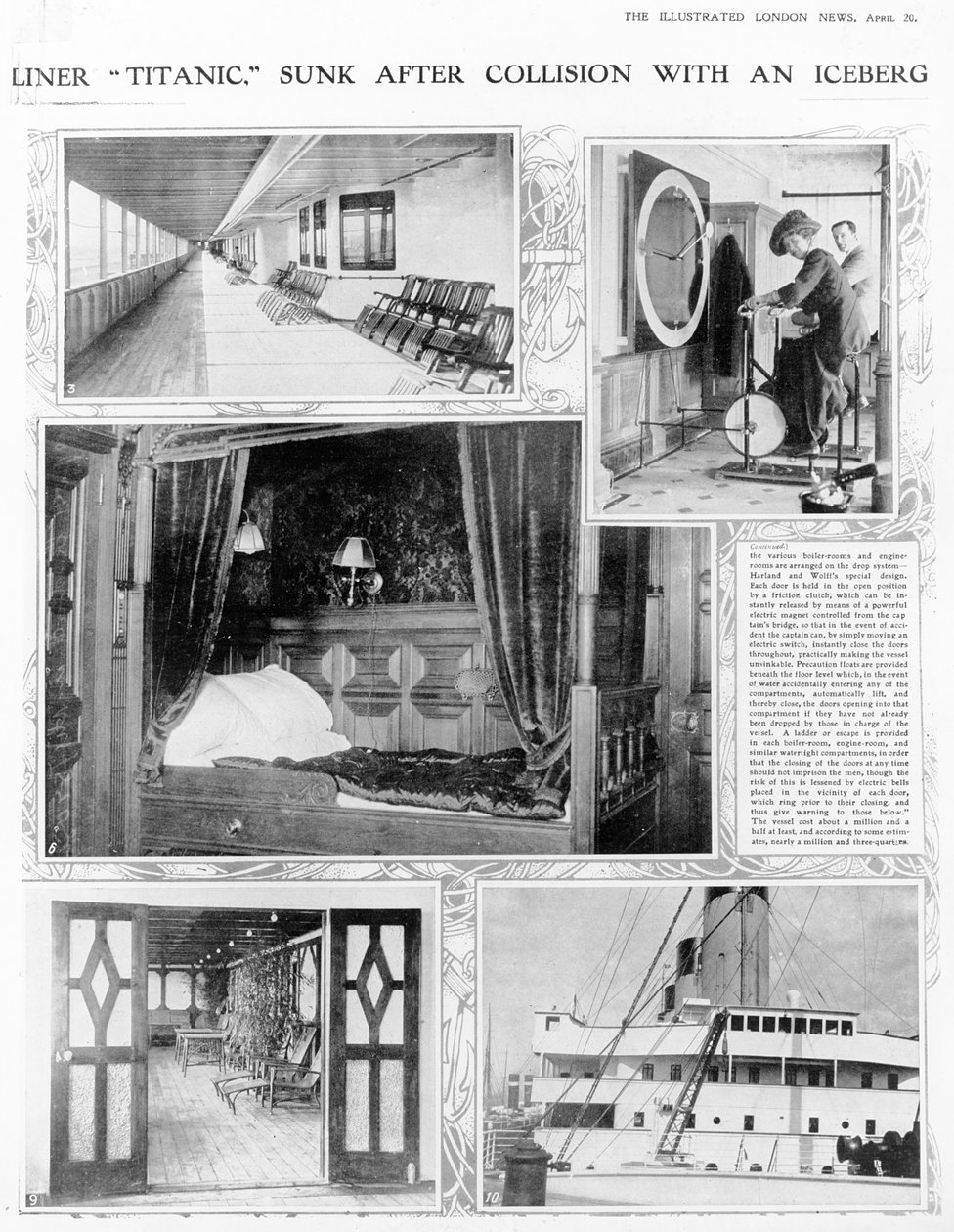 Liner Titanic sjunkit efter kollision med ett isberg, från The Illustrated London News, 20 april 1912 av English Photographer