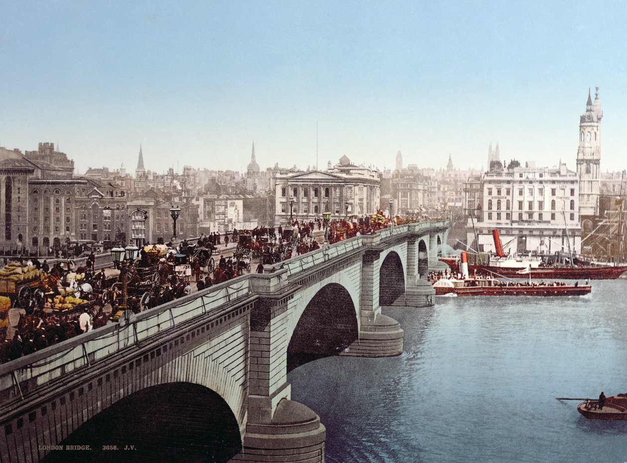 London Bridge c.1900 (efter ett färgat fotografi) av English Photographer