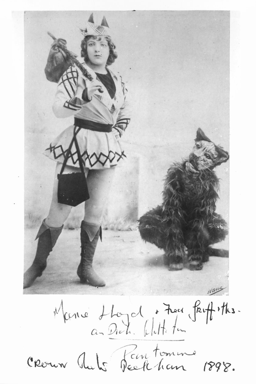 Marie Lloyd (1870-1922) som Dick Whittington i 1898 sverige av English Photographer