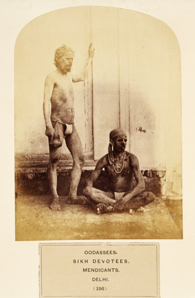 Oodassees, Sikh Devotees, Mendicants, Delhi, från The People of India, av J. Forbes Watson, publicerad 1868 (albumtryck) av English Photographer