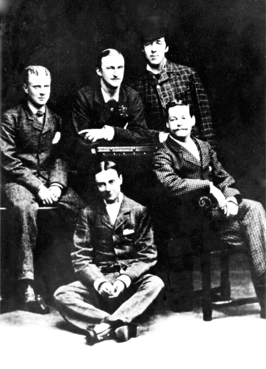Oscar Wilde med en grupp Madgalen-vänner, 1876 (foto) av English Photographer