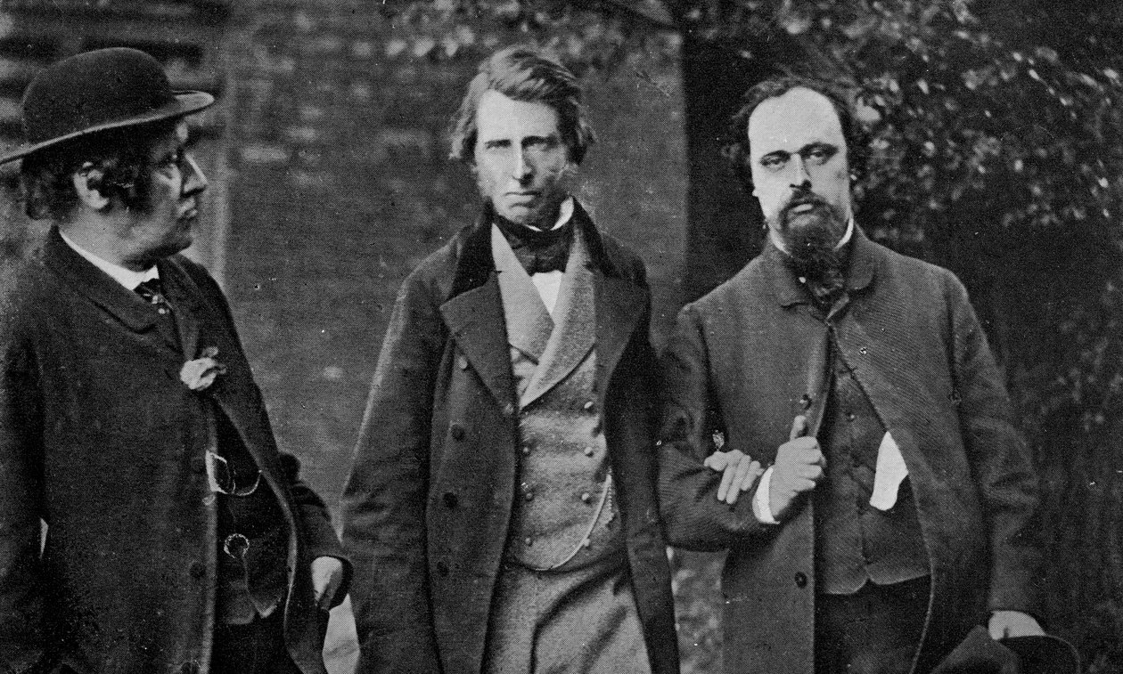 Porträtt av William Bell Scott, John Ruskin och Dante Gabriel Rossetti, 1864 av English Photographer