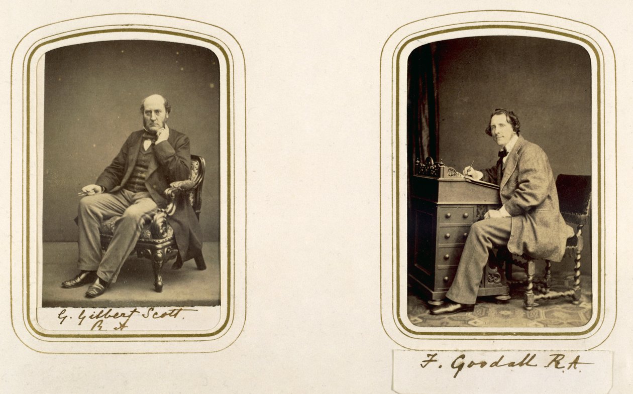 Porträtt av George Gilbert Scott och Frederick Goodall (sepiafoto) av English Photographer