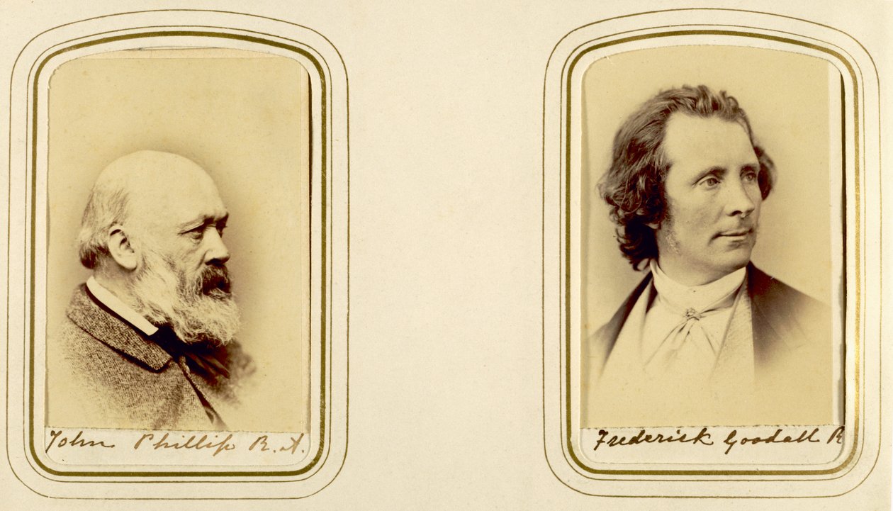 Porträtt av John Phillip och Frederick Goodall (sepiafoto) av English Photographer