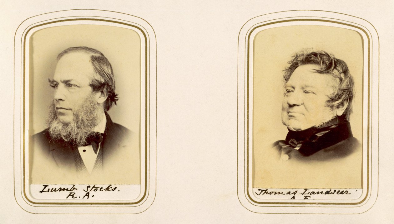 Porträtt av Lumb Stocks och Thomas Landseer (sepiafoto) av English Photographer